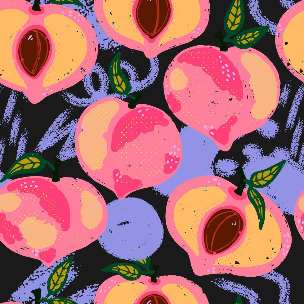 a pattern with peaches on it vector