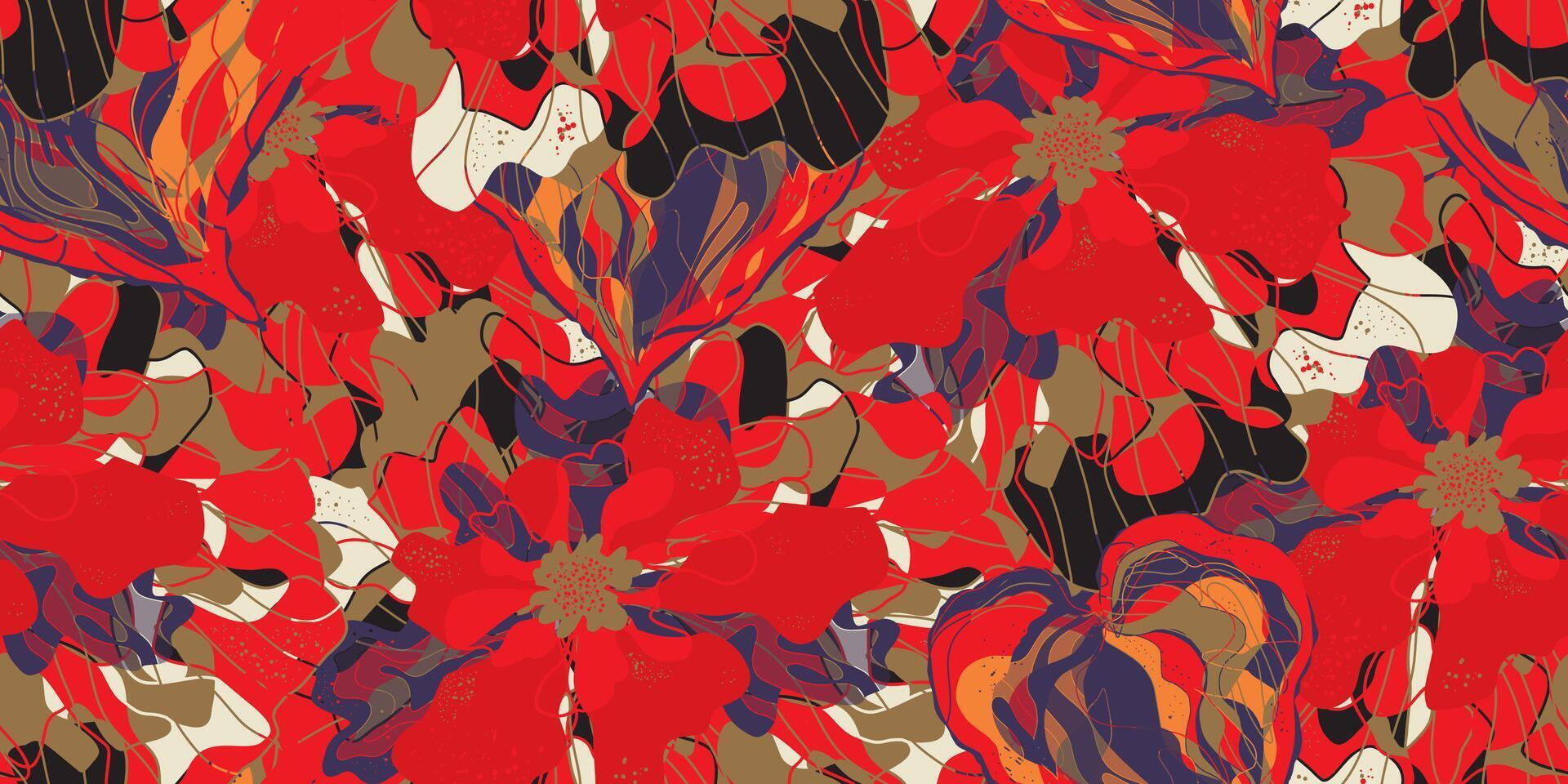 a red and black floral pattern vector