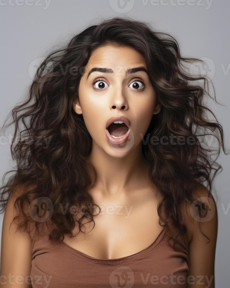 sorprendido joven indio mujer foto