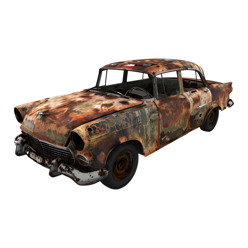 Vintage Rusted Car on Transparent background - png