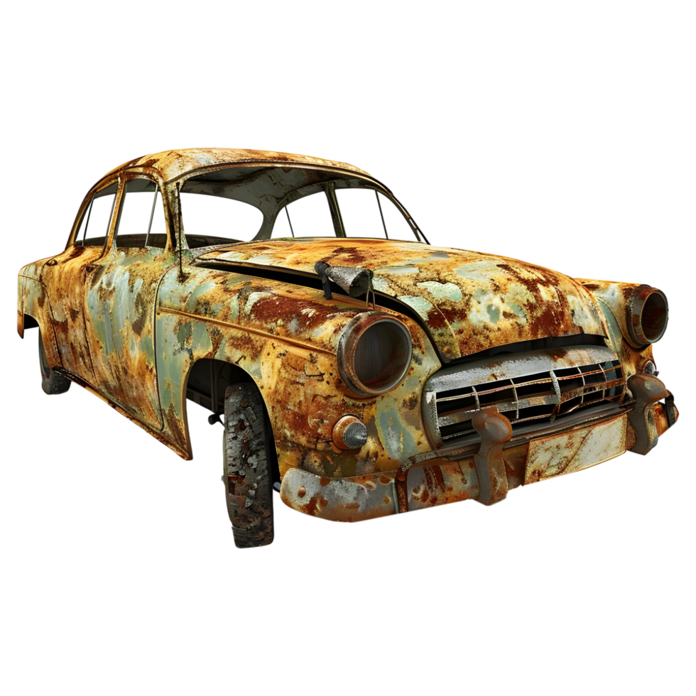 Vintage Rusted Car on Transparent background - png