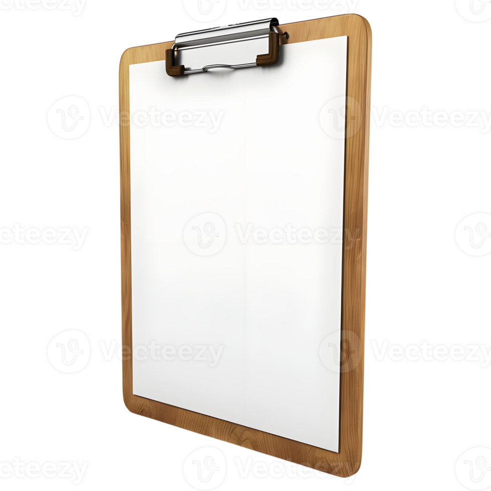 Paper Board with White Paper on Transparent background - png
