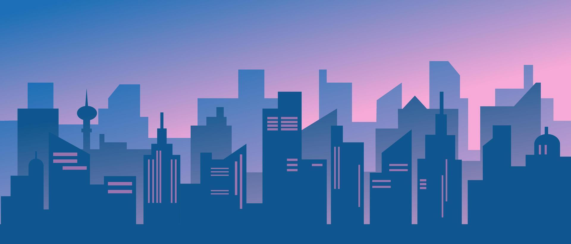 Sunset or sunrise in modern city. vector