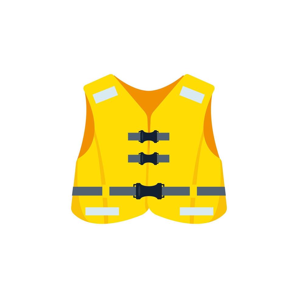 Yellow life jacket isolated on white background. vector