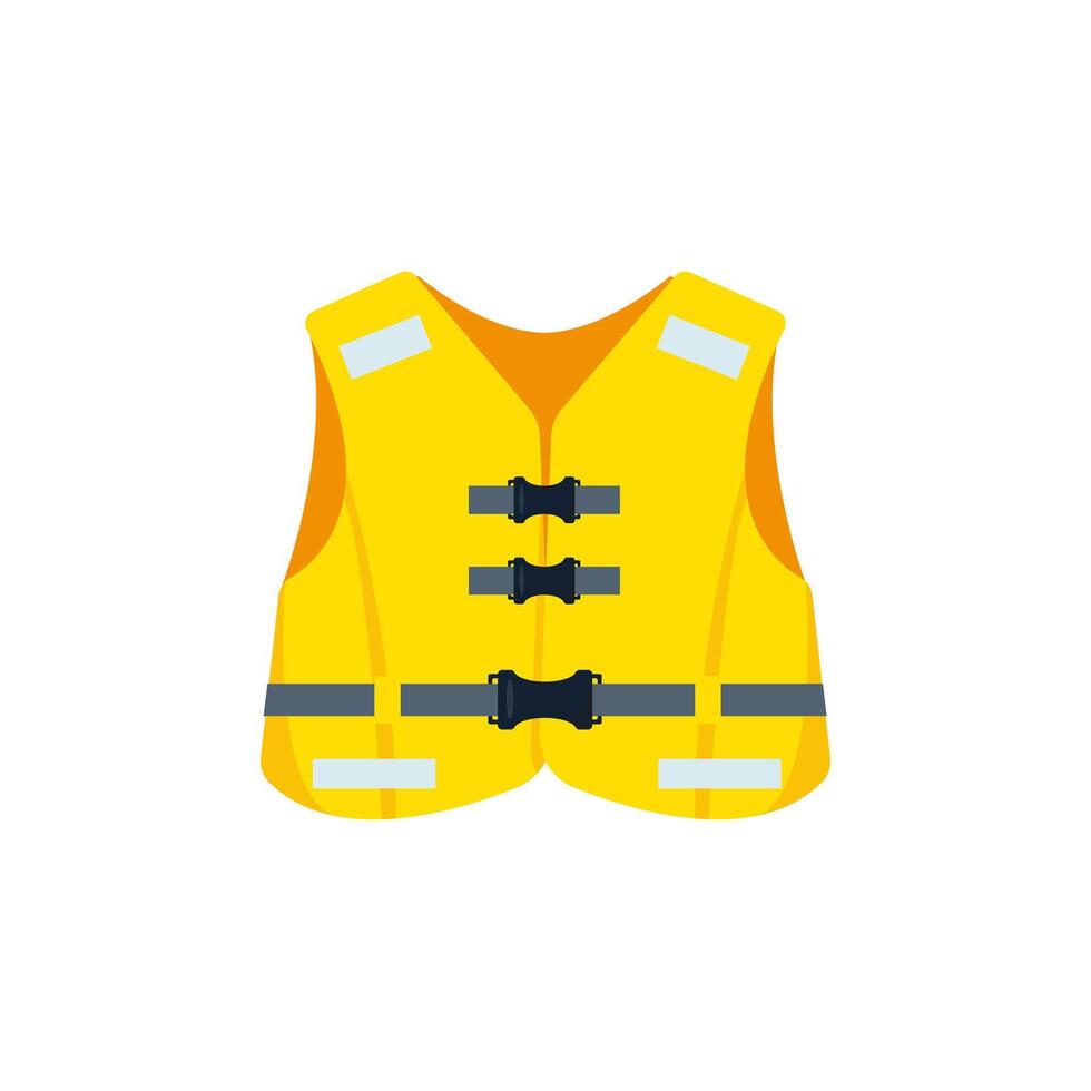 Yellow life jacket isolated on white background. vector