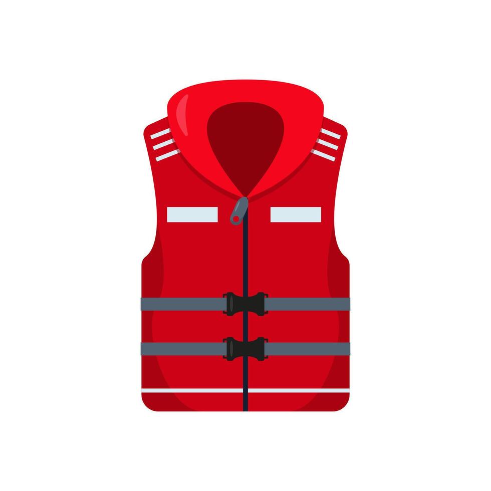 Red life jacket isolated on white background. vector