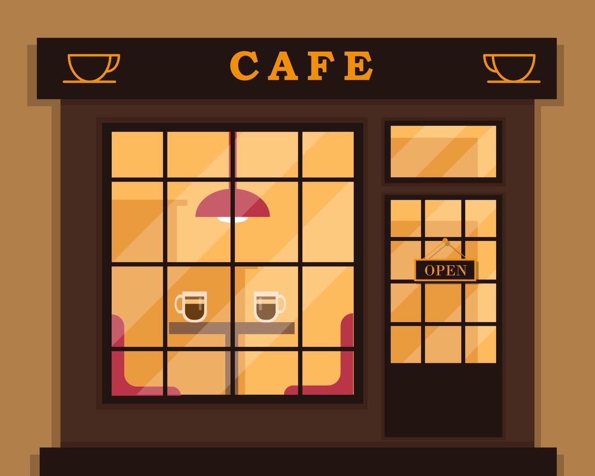 Cafe exterior. Coffee shop building. vector