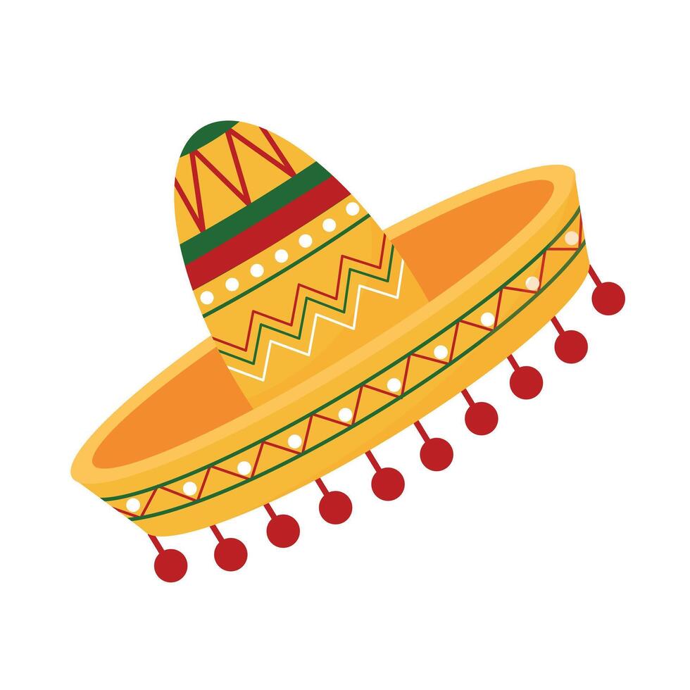 Mexican Sombrero hat icon isolated on white background. Carnival, masquerade, party, festive, Cinco de Mayo accessories. vector