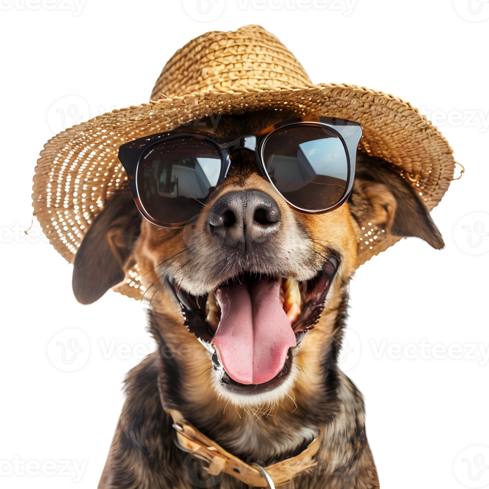 Dog Wearing Hat and Glasses on Transparent background - png