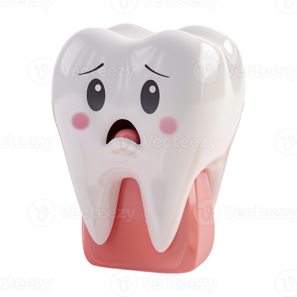 3D Rendering of a Soar Dental Human Teeth on Transparent Background - png