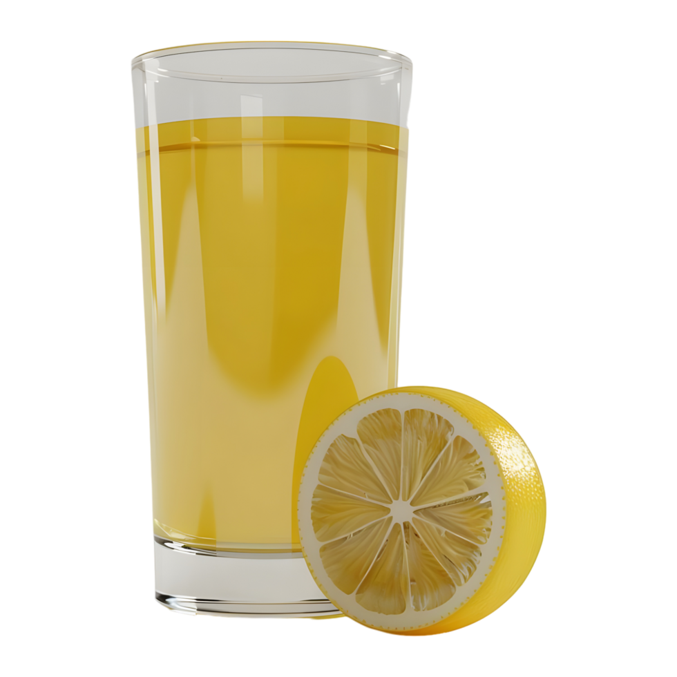 3D Rendering of a Lemon Juice in a Glass on Transparent Background - png