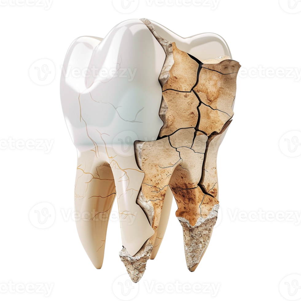 3D Rendering of a Soar Dental Human Teeth on Transparent Background - png