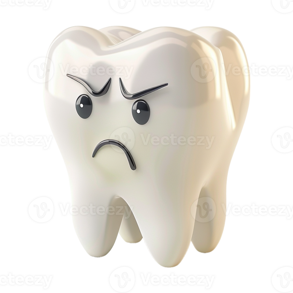 3D Rendering of a Soar Dental Human Teeth on Transparent Background - png