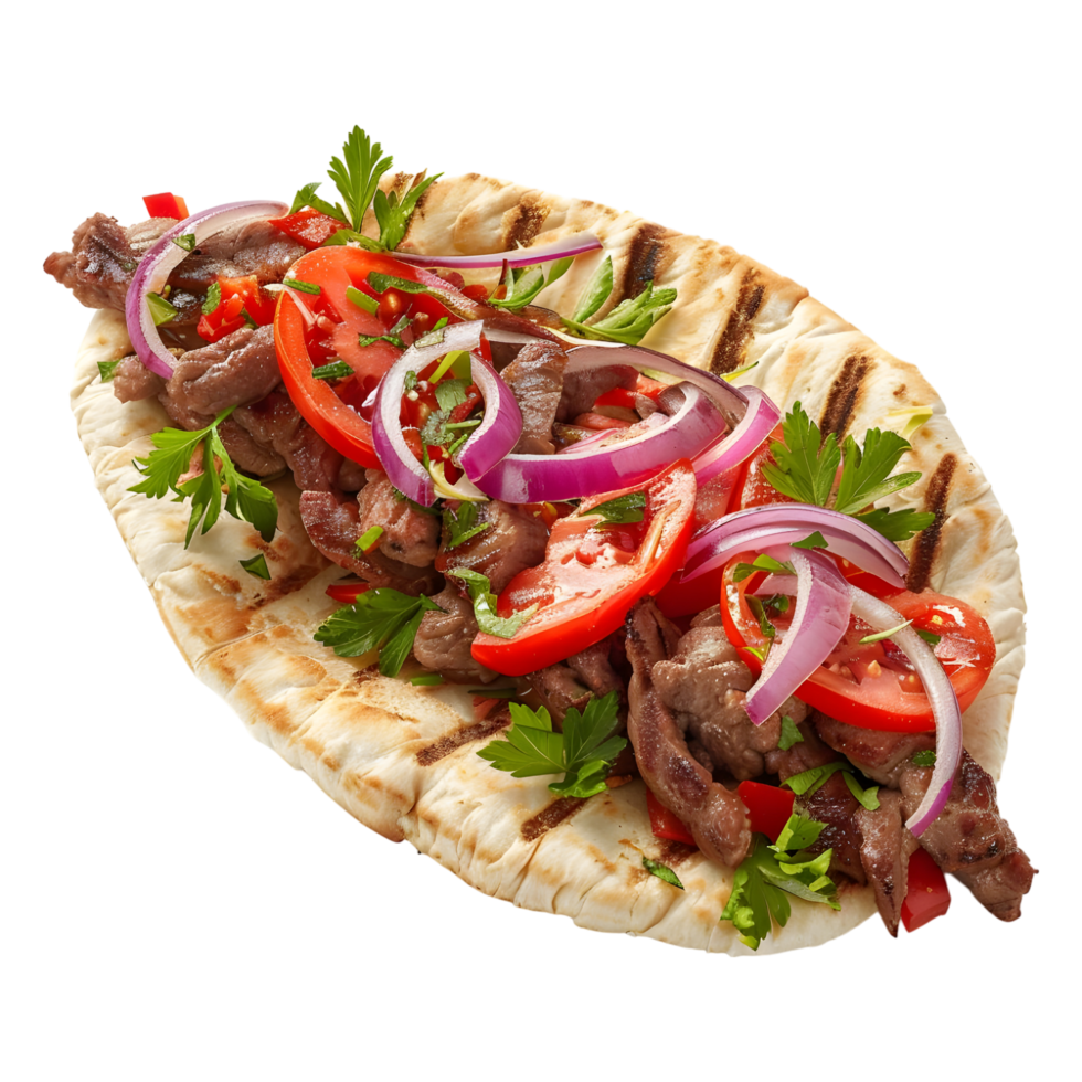 3D Rendering of a Donor Kebab Pita on Transparent Background - png