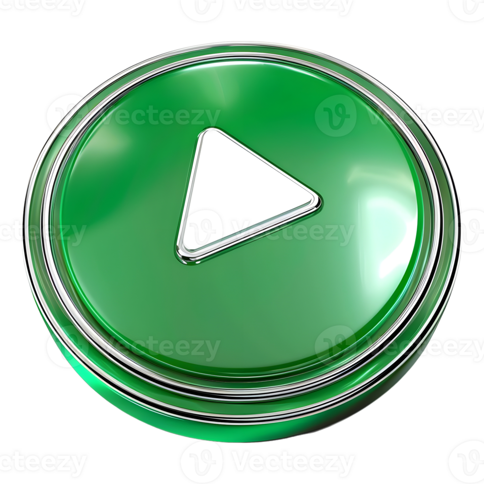 3D Rendering of a Green Button for Subscribe on Transparent Background - png
