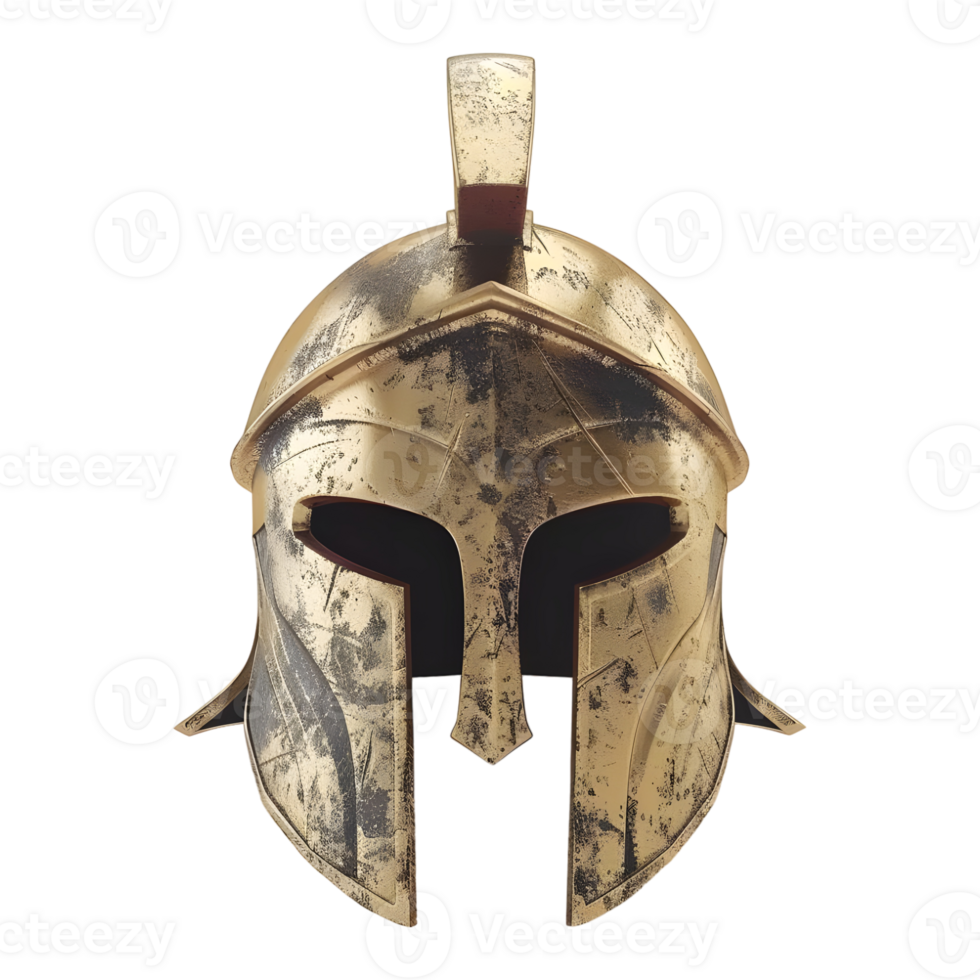 3D Rendering of a Greek Armor Helmet on Transparent Background - png