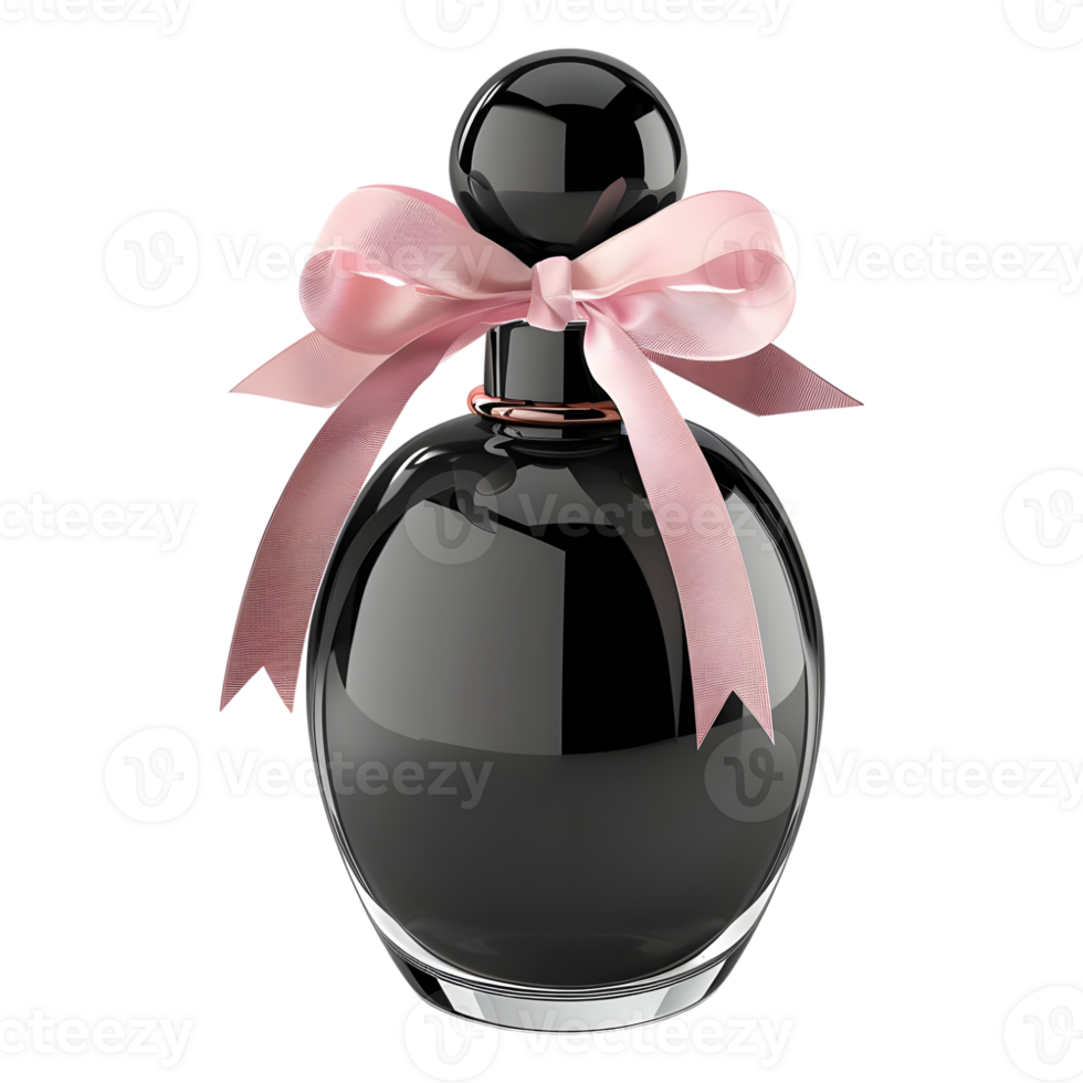svart parfym flaska med band på transparent bakgrund - png