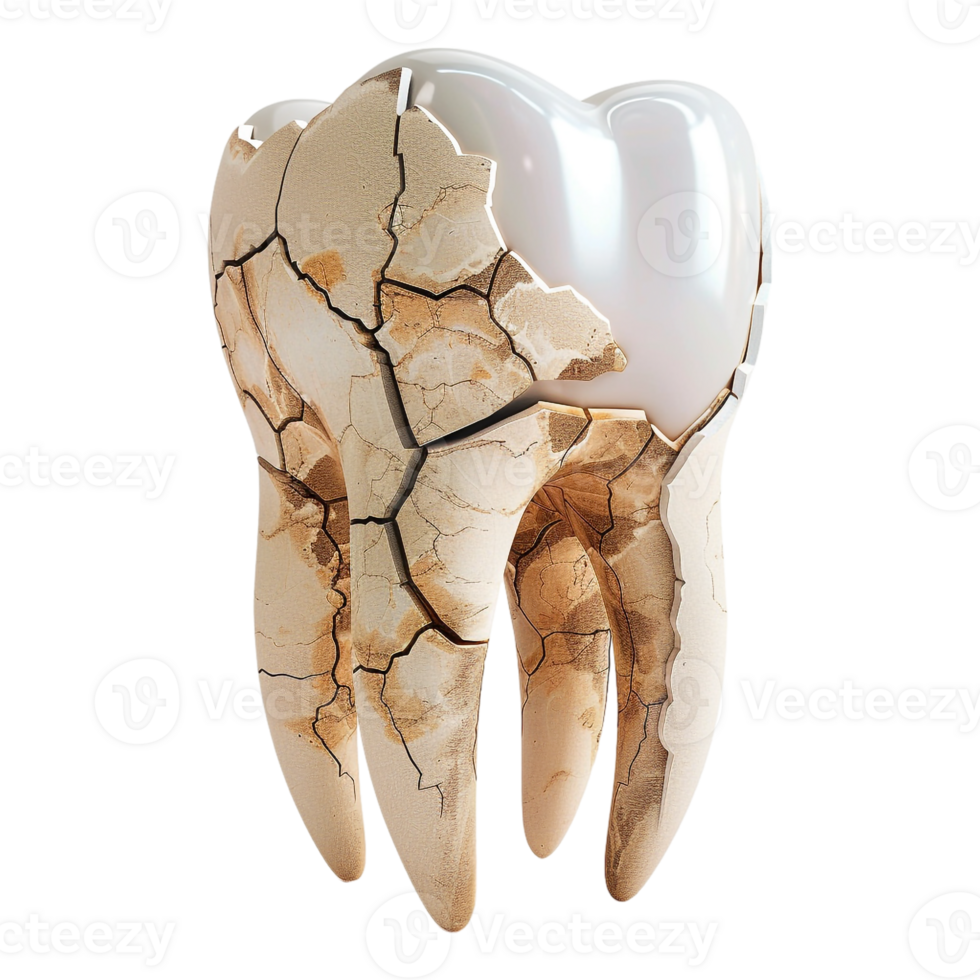 3D Rendering of a Soar Dental Human Teeth on Transparent Background - png