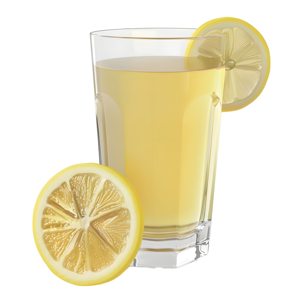 3D Rendering of a Lemon Juice in a Glass on Transparent Background - png