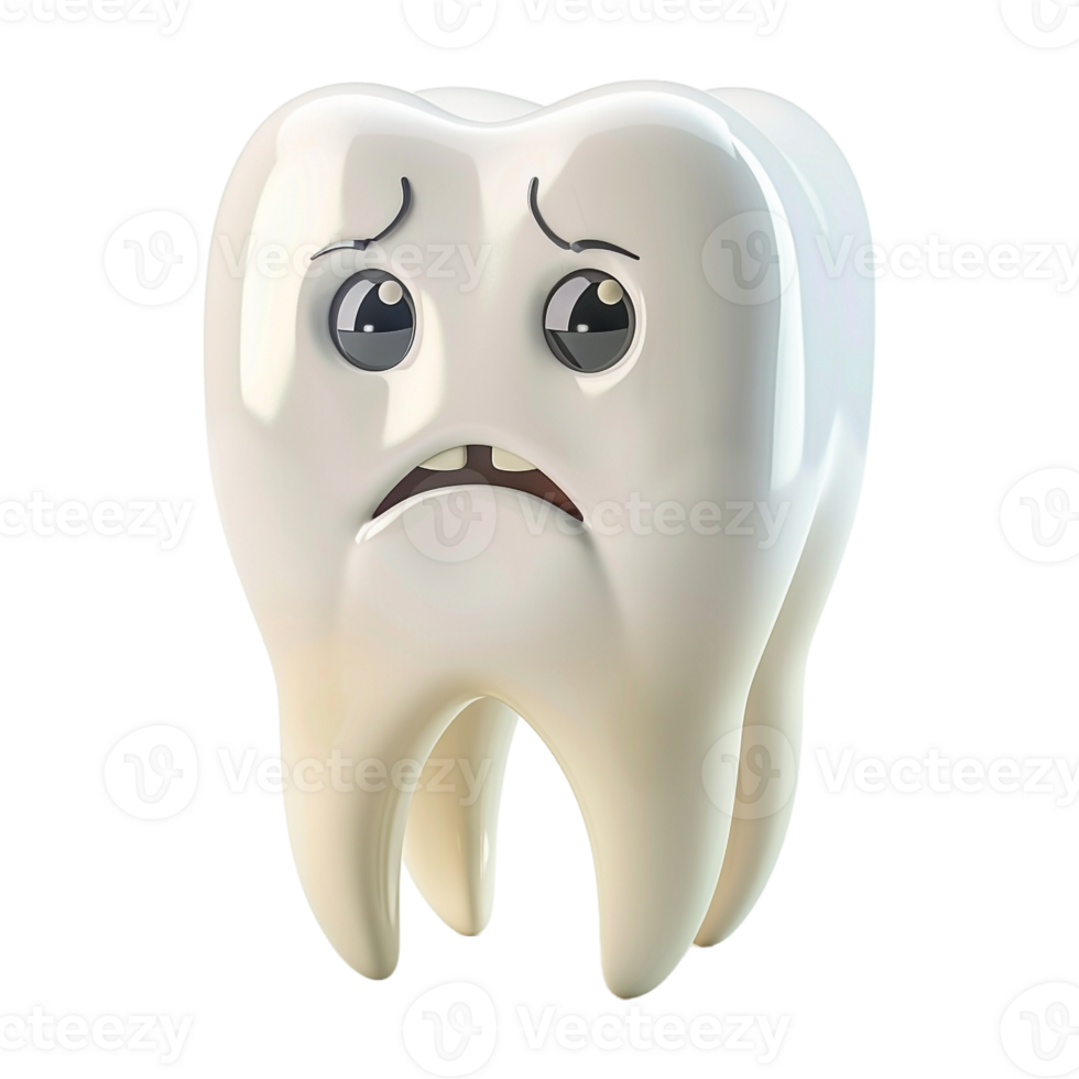 3D Rendering of a Soar Dental Human Teeth on Transparent Background - png