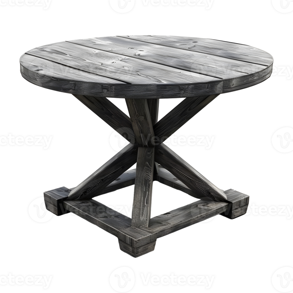Round Wooden Table on Transparent background - png