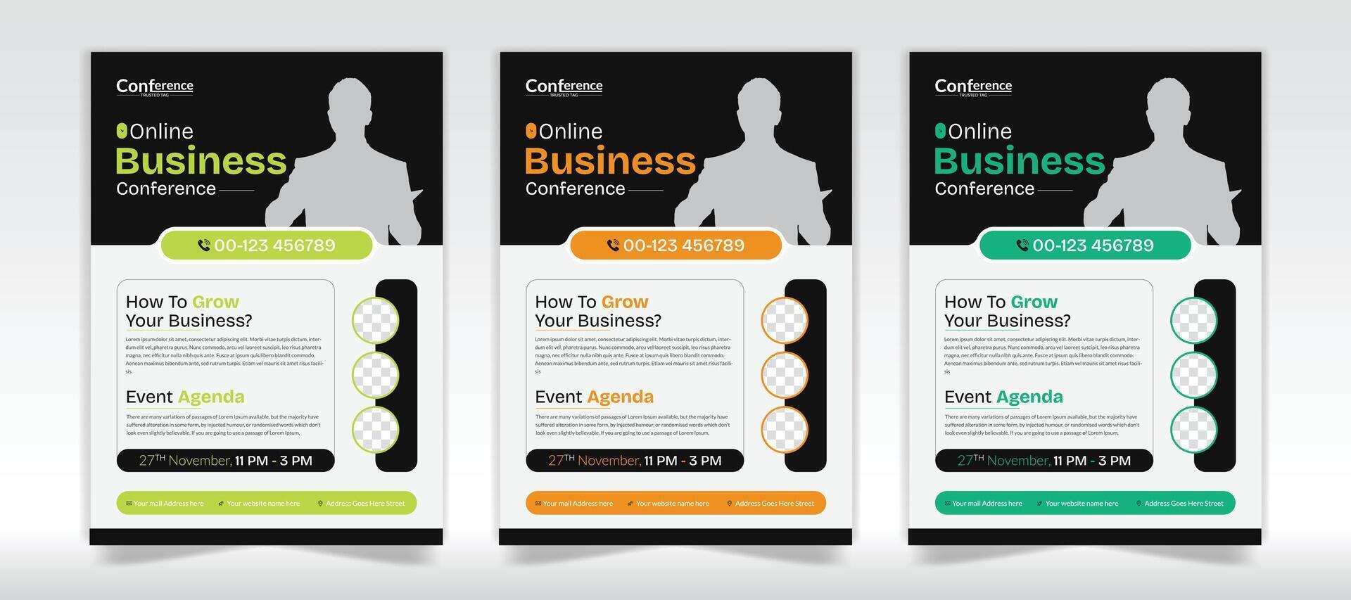 Conference live meeting flyer design and a4 template design vector