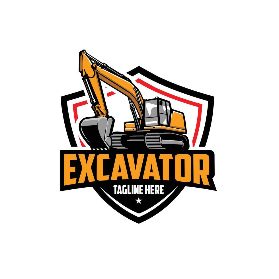 Excavator company badge logo isolated. Raady made logo template set. Best for excavating and construction related industry vector