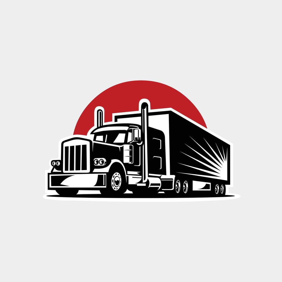 Semi truck 18 wheeler american truck side view isolated in white background vector