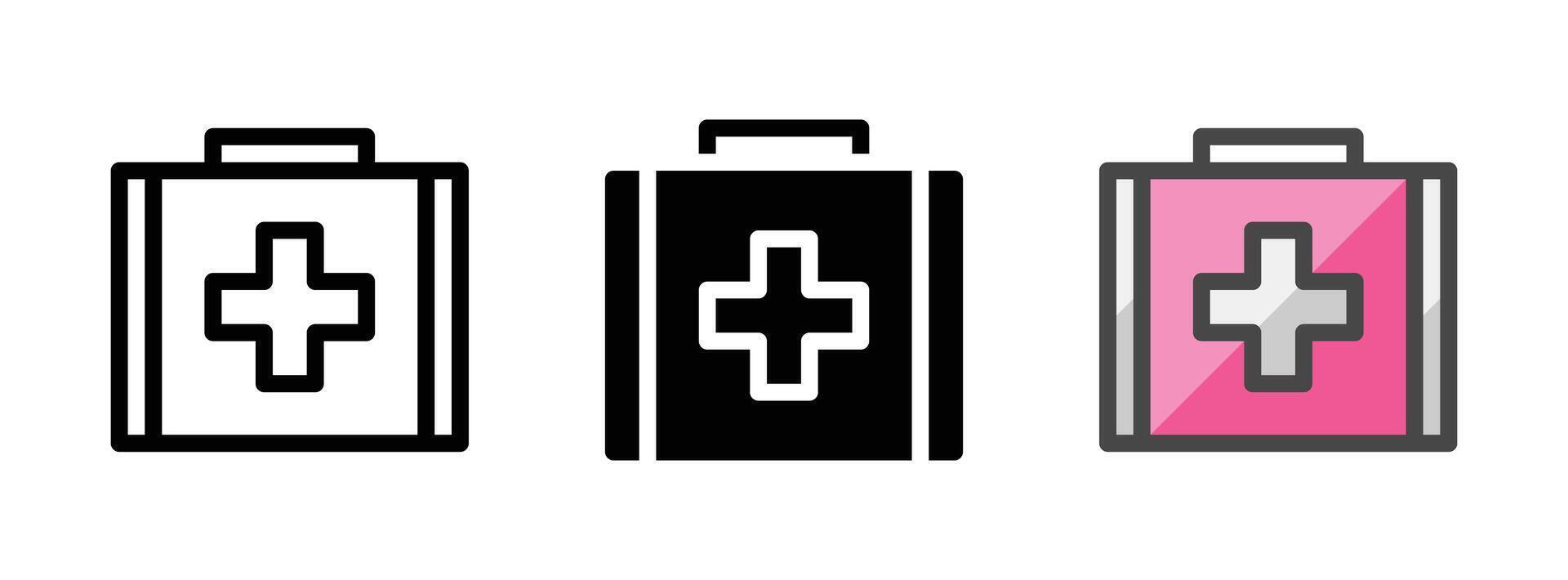 Multipurpose Medkit Icon in Outline, Glyph, Filled Outline Style vector