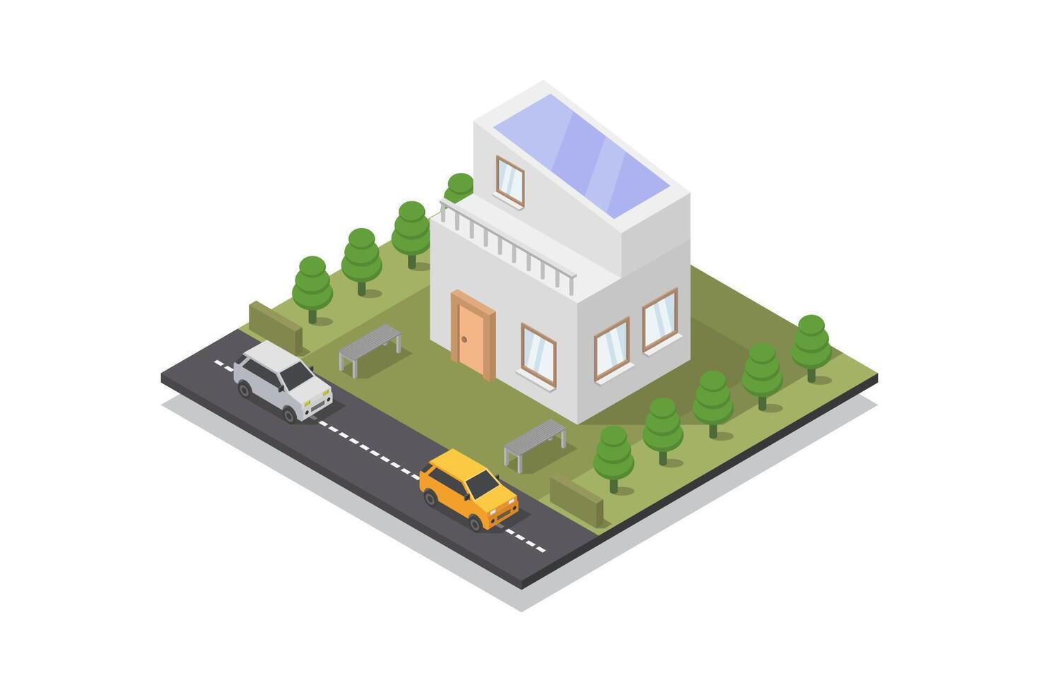 Modern house isometric in vector