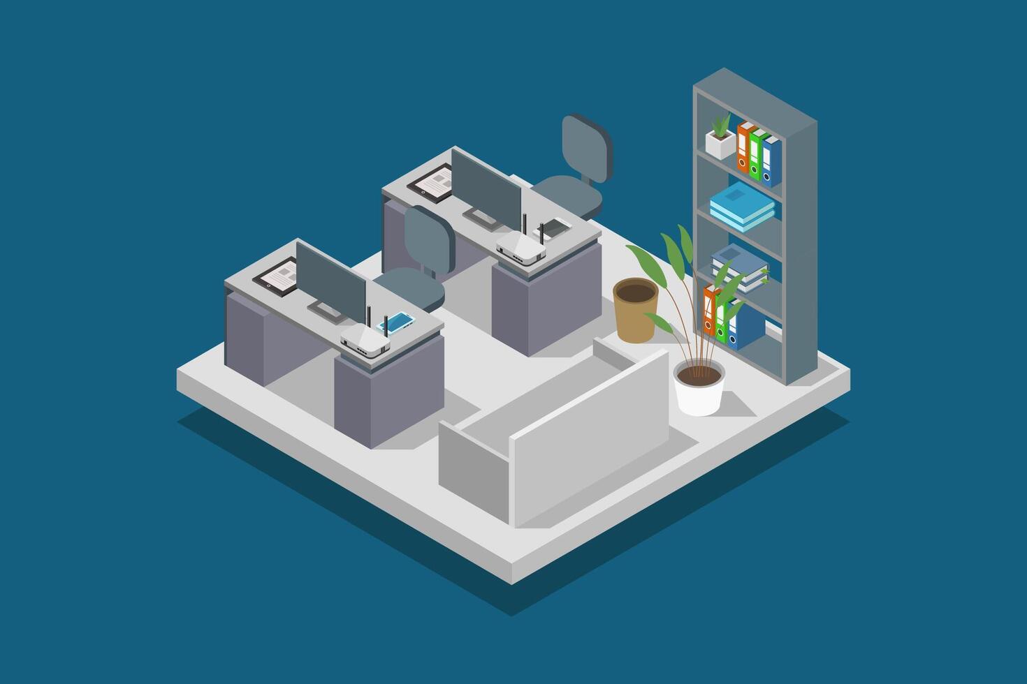 oficina lugar de trabajo isométrica en vector