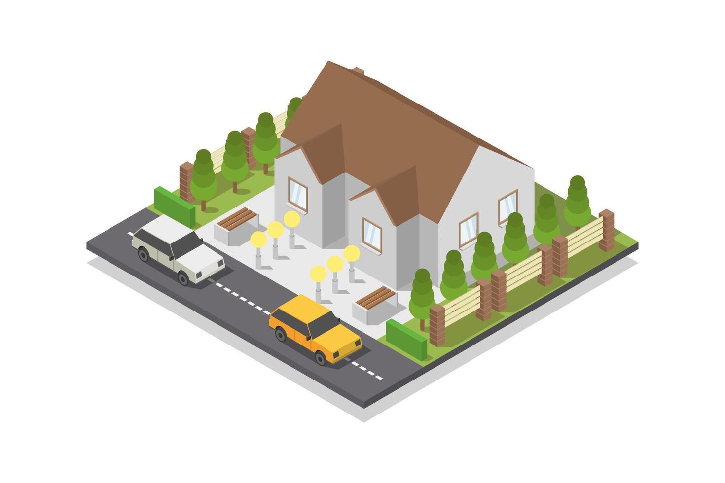 Modern house isometric in vector