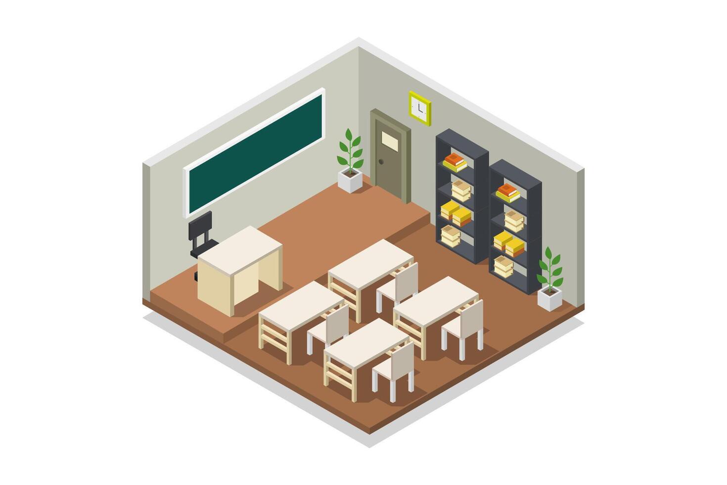 University classroom isometric vector