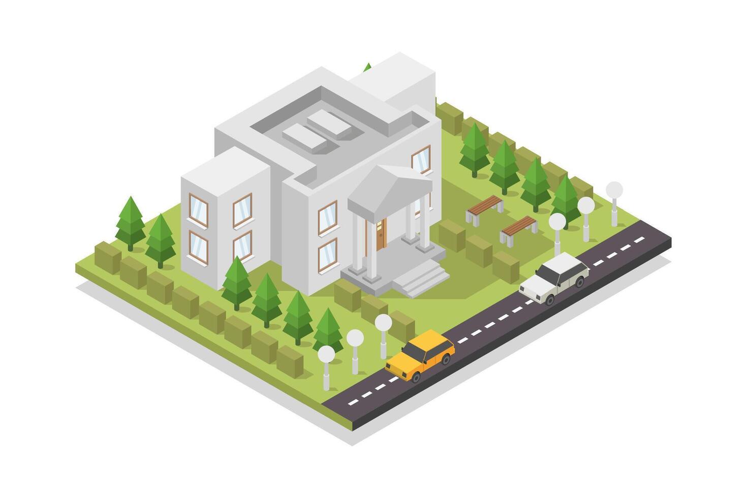 Isometric museum in vector