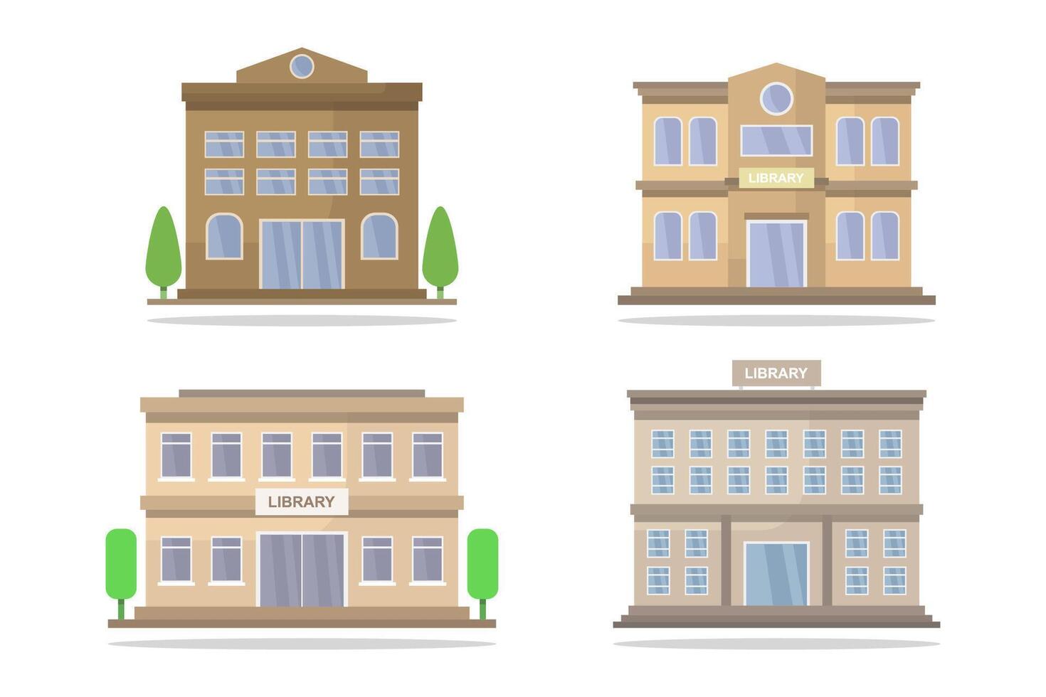 Library buildings illustrated in vector