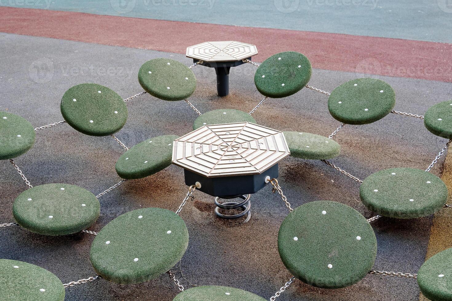 Spider web in the form of a game, a special playground for children, an obstacle course for playing. photo