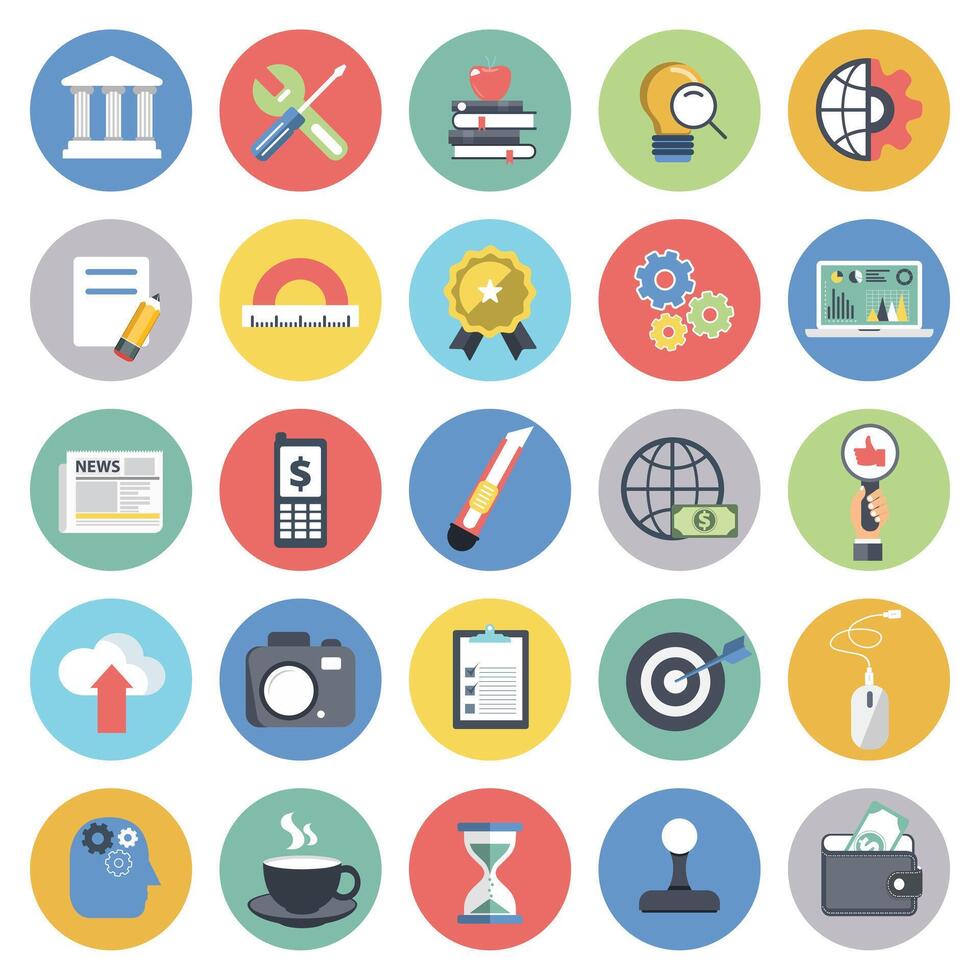 Business and management icon set for websites and mobile applications. Flat illustration vector