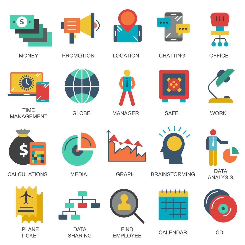 Business and marketing, programming, data management, internet connection, social network, computing, information. Flat illustration vector