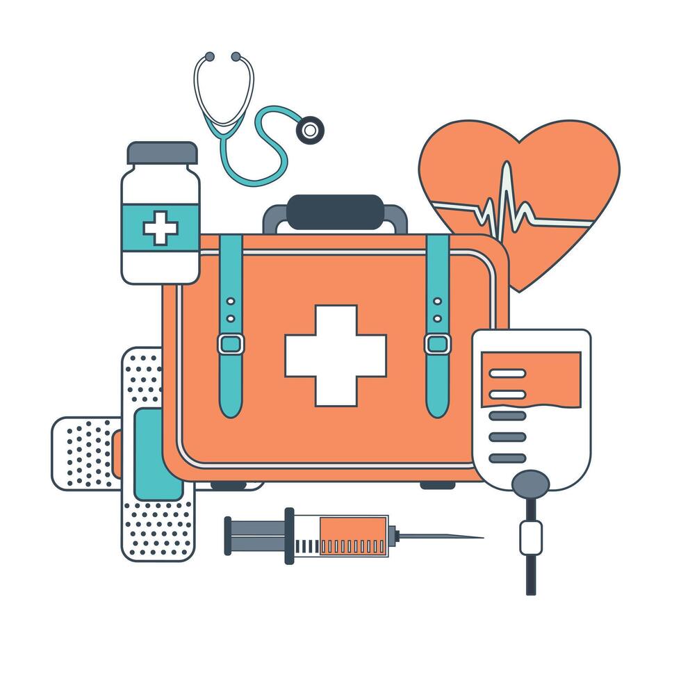 Thin line medicine icon set. Medical insurance, health care. Flat illustration vector
