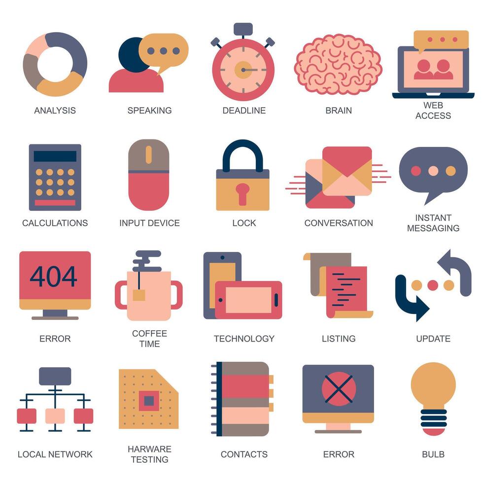 Business and marketing, programming, data management, internet connection, social network, computing, information. Flat illustration vector