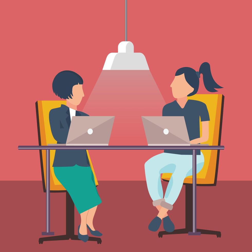 Support service concept. Technical support assistants in office. Flat illustration. vector