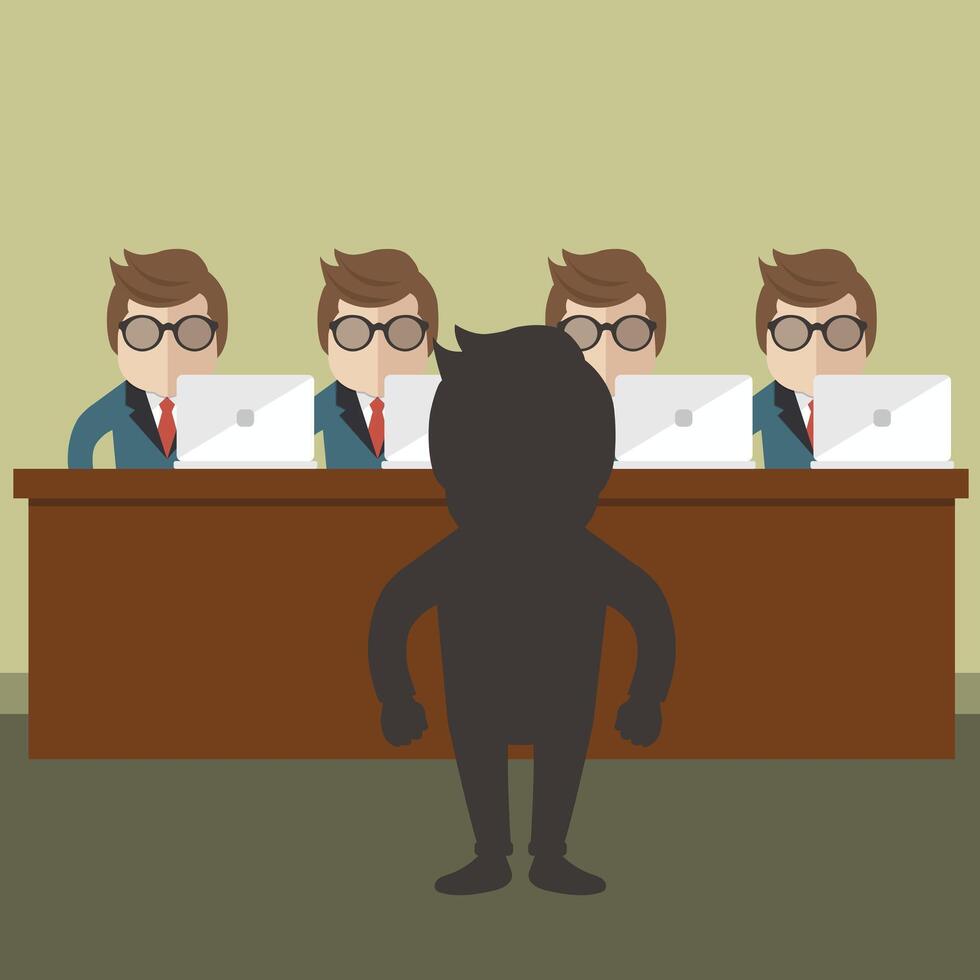 Job interview concept. Interview with the candidate positions. Flat illustration. vector