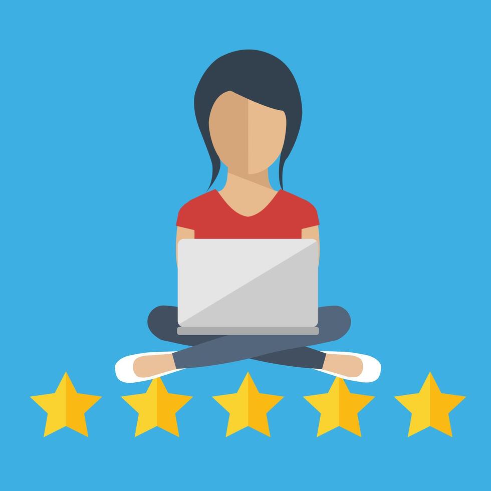 Rating on customer service concept. Website rating feedback and review concept. Flat illustration vector