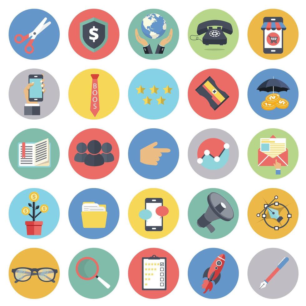 Business and management icon set for websites and mobile applications. Flat illustration vector