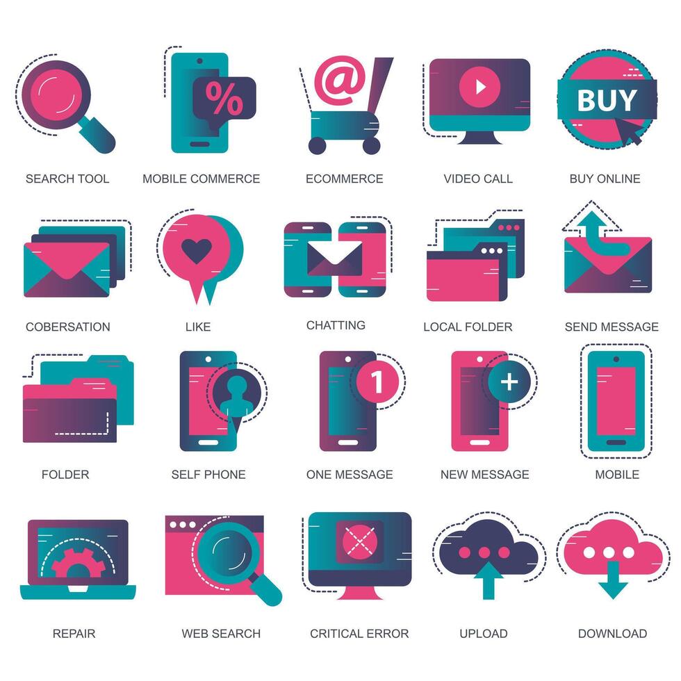 Business and marketing, programming, data management, internet connection, social network, computing, information. Flat illustration vector