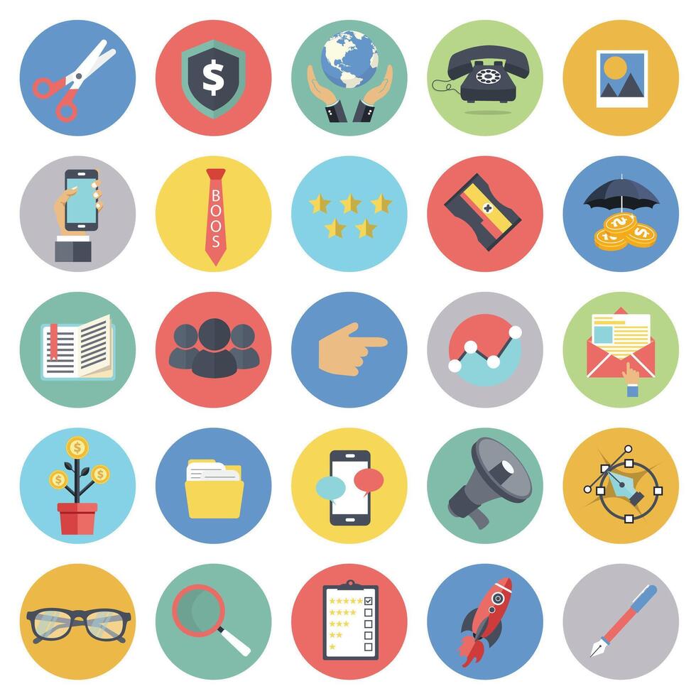 Business and management icon set for websites and mobile applications. Flat illustration vector