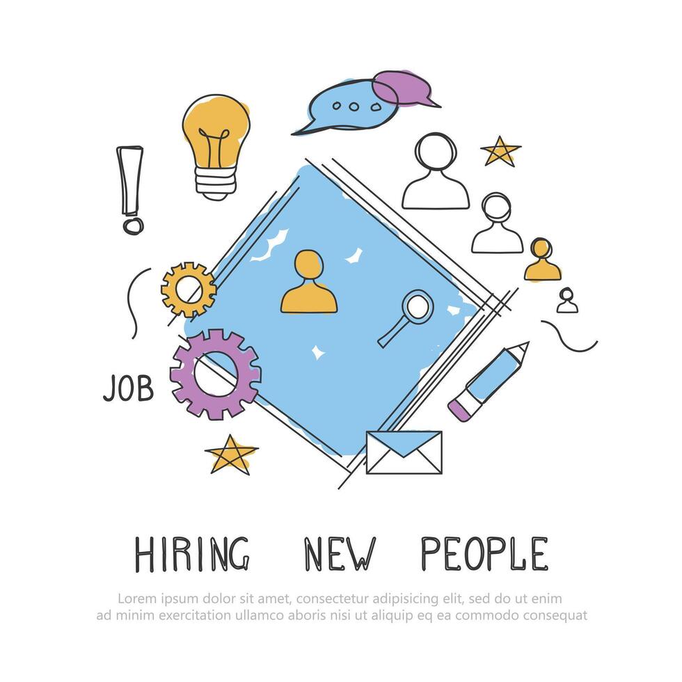 Find the right person for the job concept. Hiring and recruiting new employees. Flat design vector