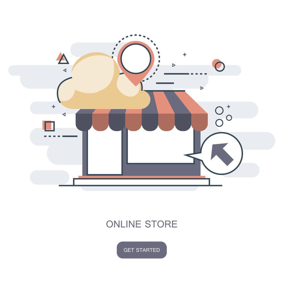 On line store concept. Icon shop online, business icon flat design. App Icons, Web Ideas Network Page, Virtual Shopping, vector