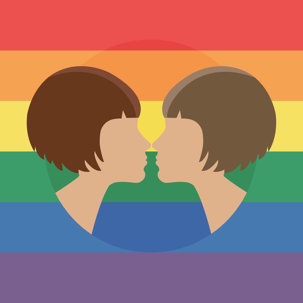 illustration for pride month event celebration. Two women kissing vector