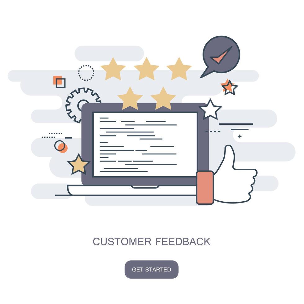 Rating on customer service illustration. Website rating feedback and review concept. Flat illustration vector